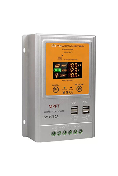 Epilons Pm-Pt30A 12V/24V 30A Pt 4 Usb'Li Dijital Atik Solar Regülatörü