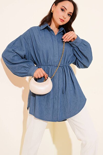 Kiremit Denim Look Tunic Shirt