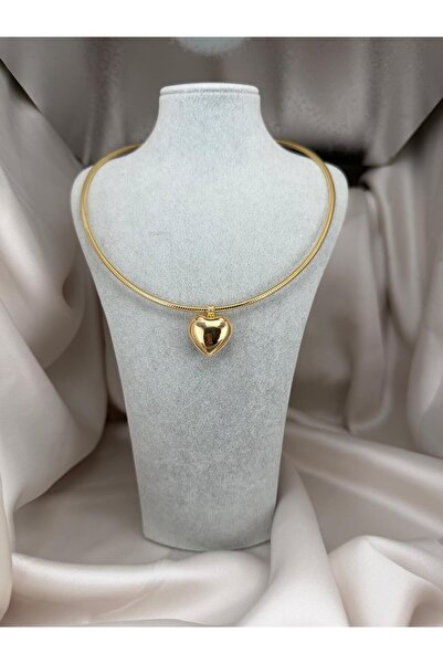 ZS Aksesuar Kalp Uçlu Gold Mıknatıslı Çelik Kolye – Modern Minimal Zarif Kadı...