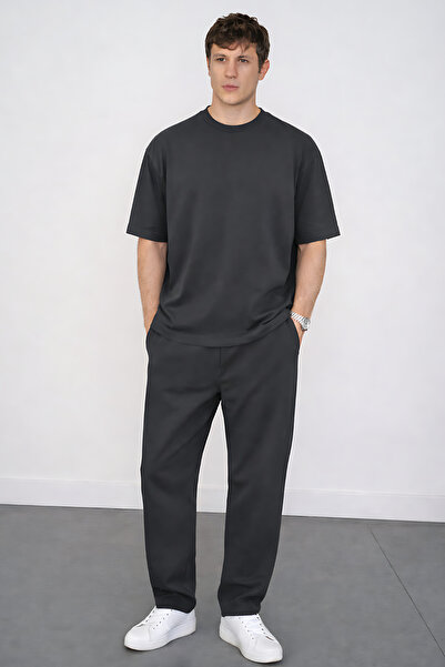 YAKAMEL Men's Oversized Short Sleeve Comfortable Fit Tie-Waist Tracksuit Set