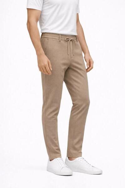 YAZI Men's Slim Fit Casual Jogger Pants with Tie-Waist and Side Pockets