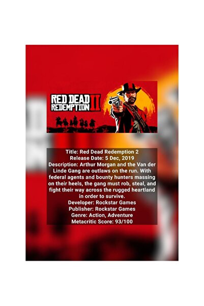 VreauPoster Poster Infografic Red Dead Redemption 2, Gaming Art, Carton Premi...