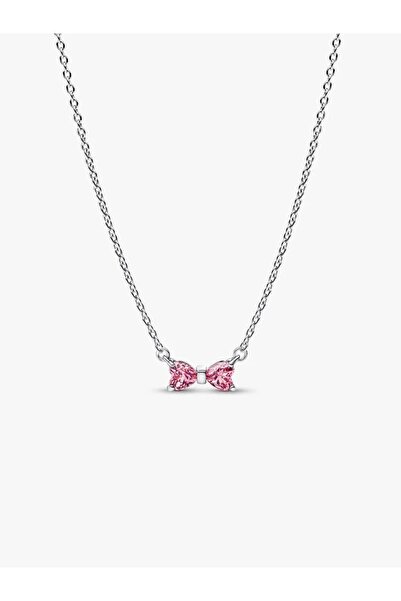 Pandora Колие с висулка панделка с розов цирконий