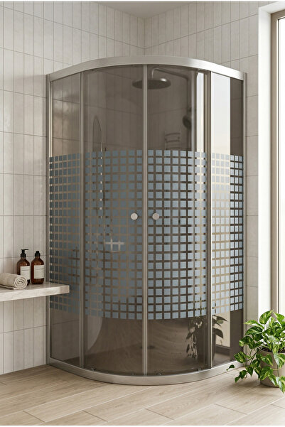 Sanica New Spiga 4mm Cam Duşakabin Oval Füme Parlak Desenli 90 x 90 cm 185 cm...