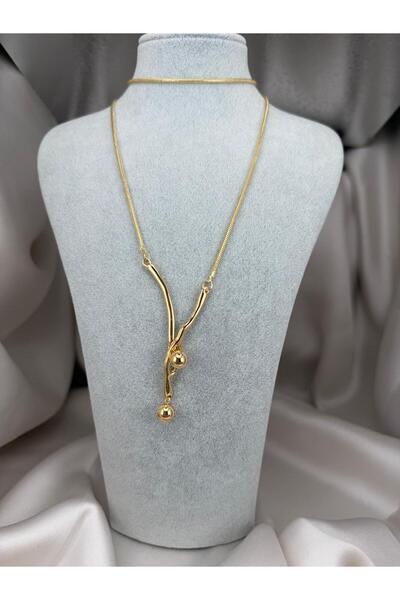 ZS Aksesuar Y Model Gold Steel Adjustable Necklace – Modern & Elegant Women's...