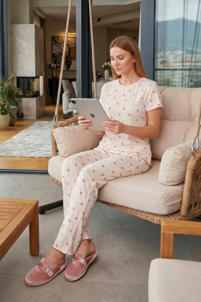 Lela Βαμβακερό σετ πιτζάμες με κανονική εφαρμογή, λαιμόκοψη ποδηλάτου, κοντό ...