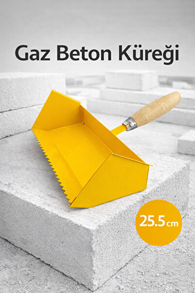 Badem10 Gaz Beton Kürek 25,5 CM Profesyonel İnşaat Küreği Dayanıklı Çelik Göv...