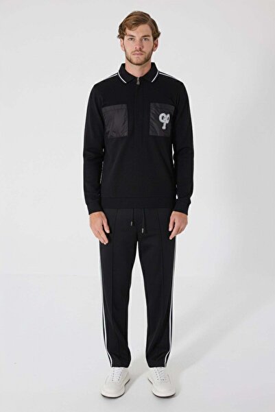 Sabri Özel طقم بدلة رياضية رجالية سوداء فاخرة من جيوتيلي