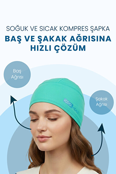 iCool Head Mıgren Ve Bas agrisi Giderici Başlık Soğuk Ve Sıcak Kompres Şapka,...