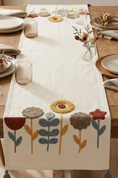 Valmia Home Special Design Buldan Handmade Cotton Floral Embroidered Tassel R...