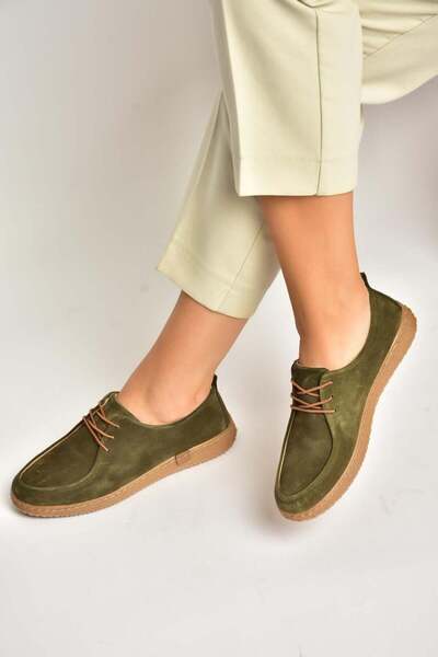 Fox Shoes Y555323002 Pantofi casual de damă din piele naturală kaki