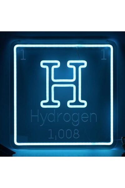 Slasa Hydrogen Neon Sign 40x40 cm Blue LED with 6mm Acrylic Base Science Decor