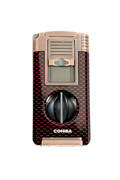 Parmida Cohiba Bordo Karbon Dört Fonksiyonlu Çift Torch Puro Çakmak CCM0842