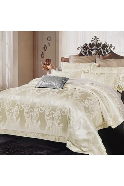 Casa New Fashion Double Bed Linen Set, 6 Pieces, Butter Color