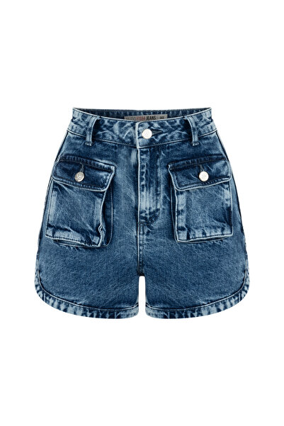 Mudo Women's Indigo Relax Fit Mini Jean Shorts