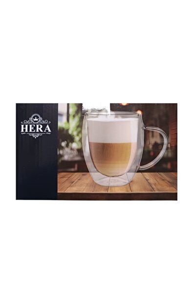 HERA Set of 2 heat-resistant glass mugs, double-walled, 350 ml, 210350