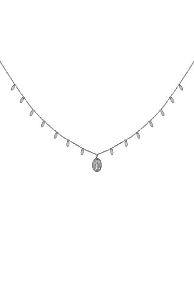 Kuyumcudukkani Zincirli"Oval Pırpırlı Meryem Ana"Kolye -37305-W
