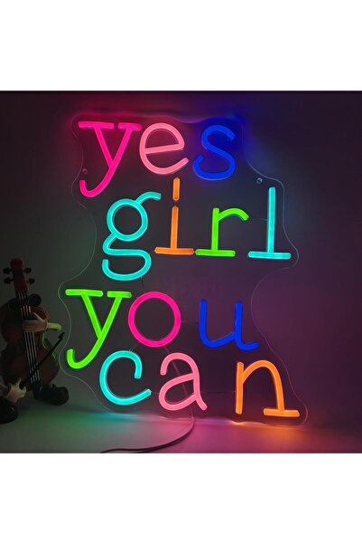 Slasa Yes Girl Neon Sign 44x33 cm Multicolor LED with 6mm Acrylic Base Decor