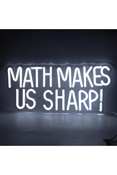 Slasa Math Neon Sign 20x40 cm White LED with 6mm Acrylic Base Study Decor