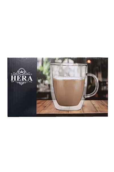 HERA Set of 2 heat-resistant glass mugs, double-walled, 390 ml, 510390