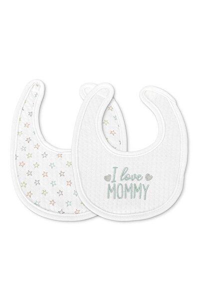 LORELLİ Σετ 2 βαμβακερών σαλιάρων για νεογέννητα, με βέλκρο, 0+ μηνών, λευκό