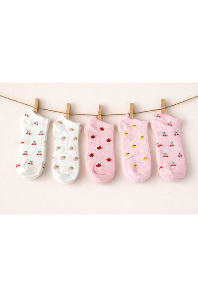 POKUT Pack of 5 Women's Fruit Patterned Short Booties Socks