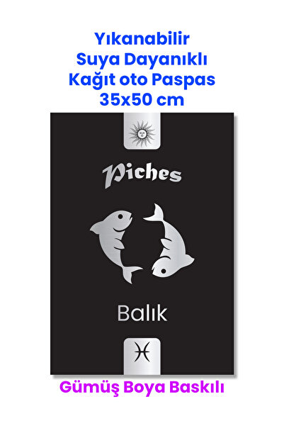 BALKAN AMBALAJ Suya Dayanıklı Yıkanır Balık Burcu Oto Paspas Kağıdı Siyah Güm...