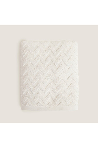 Chakra Prosop de față 100% bumbac zigzag 50x80 cm alb