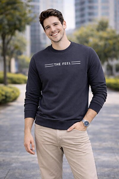 The Feel Rio Men's Slim Fit Flim Fit Crew Neck Patterned Sweater