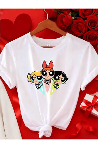 LİNA06 Print T-Shirt - Soft Round Neck Short Sleeve Casual Top with Design, M...