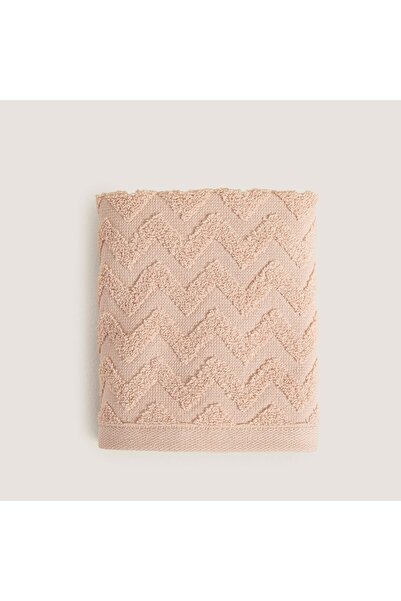 Chakra منشفة يد من القطن بنسبة 100% بتصميم متعرج مقاس 30x40 سم بلون السلمون