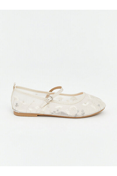LC Waikiki Lcw Steps Ecru Girls' Ballet Flats with Nevavm Difference