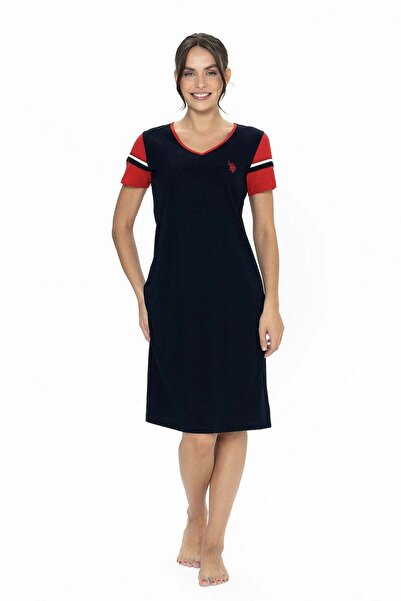 U.S. Polo Assn. Women's Navy Blue Home Wear Nightgown - 20009