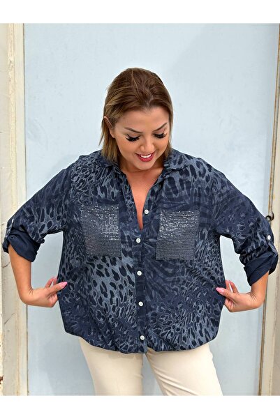 Sep Butik Italian Cotton Viscose Shirt Navy Blue