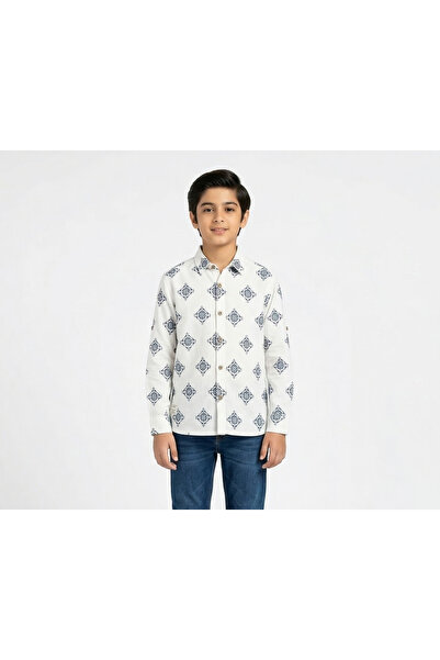 ruff Boys Long Sleeve Printed Shirt – Soft Cotton Casual Button‑Down