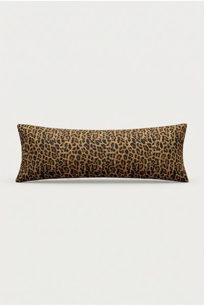 NESCO Leopar Desenli Dolgulu Uzun Yastık 50x120 cm %100 Pamuk Dekoratif Yastı...
