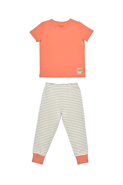OrganicKid Snack Çocuk Turuncu Kısa Kol Pijama Takımı
