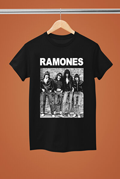 MAGORS تيشيرت روك قطني مطبوع بأكمام قصيرة من رامونيس