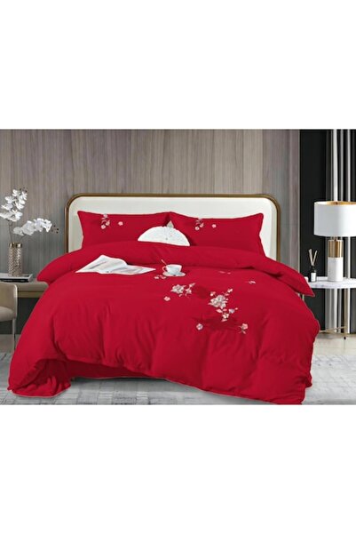 Casa New Fashion Bed Linen Set, Red, Four Pieces for Double Bed, Cotton Ranfo...
