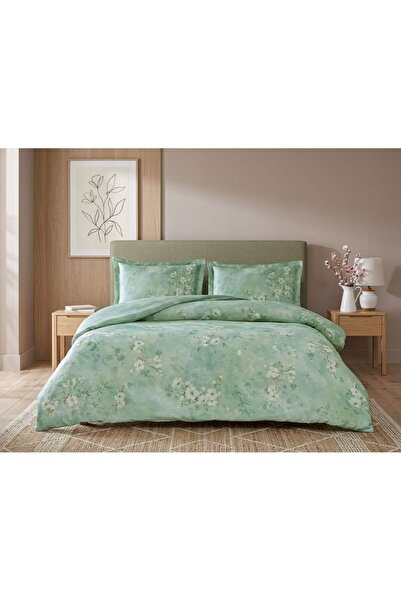 Taç طقم غطاء لحاف مزدوج من القطن الساتان للموسم الجديد باللون الأخضر اللامع