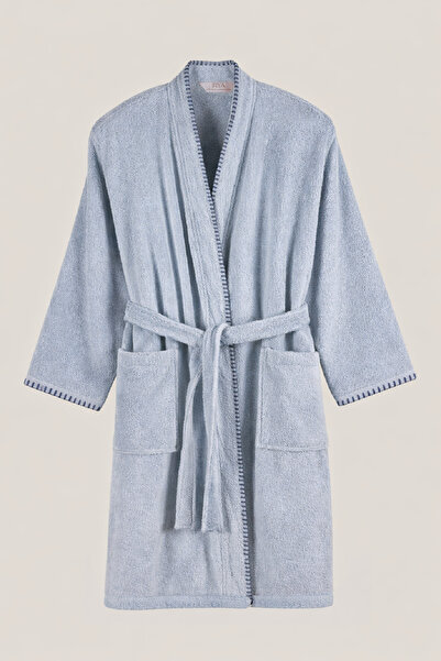 İrya Shadow 100% Cotton Men's Bathrobe Misty Blue
