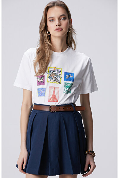 Network N-Tech Kırık Beyaz Baskılı T-shirt