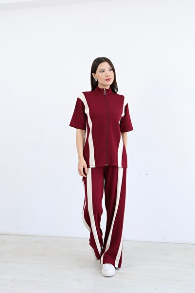 dignus Soft Textured Garnished Zipper Detailed Modal Fabric Tracksuit Set