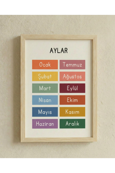 BALATOYZ – Aylar – Ahşap Çerçeveli Dekoratif Bebek / Çocuk Odası Duvar Tablosu
