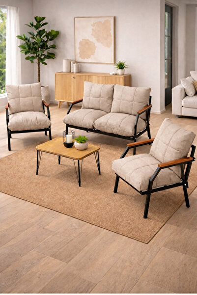 UFUK HOME Linda 211 Sehpalı Fermuarlı Bahçe Balkon Takımı, Cafe, Salon - Meta...
