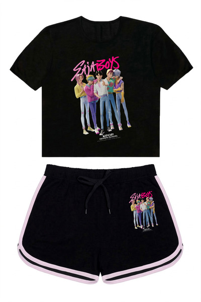 FEEL STYLE Set de vară pentru copii HunterX KPOP cu imprimeu - pantaloni scur...