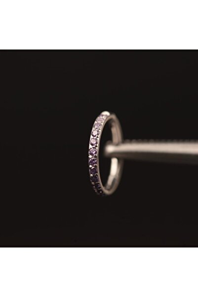 Rupen Kraft %100 Cerrahi Çelik Zirkon Mor Su Taşı 8mm x 1.2mm Çelik Kilitli H...