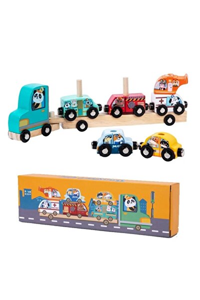 sallma Set educativ trenulet si masinute din lemn multicolor cu magneti si pe...
