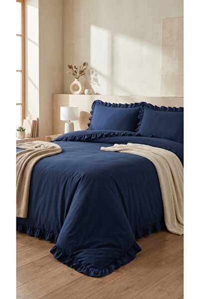 kesenegore Σετ 4 τεμαχίων από βαμβακερό ύφασμα με ελαστικά σεντόνια και βολάν...