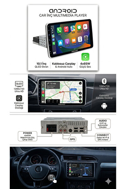 PRIMAT 10.1 Inç Dönen Kafa 2GB-32GB HAFIZA Android Multimedya - QLED - Carpla...